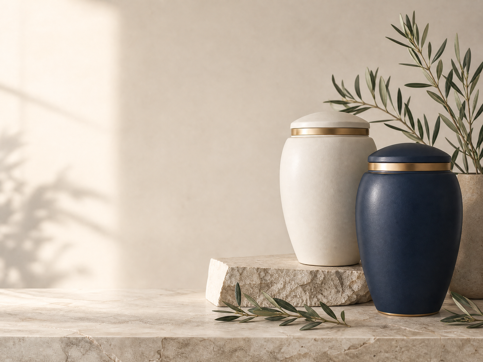 Refined adult memorial urns in an elegant home setting